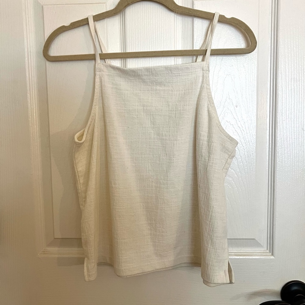 Madewell White Apron Tank Top, size Large